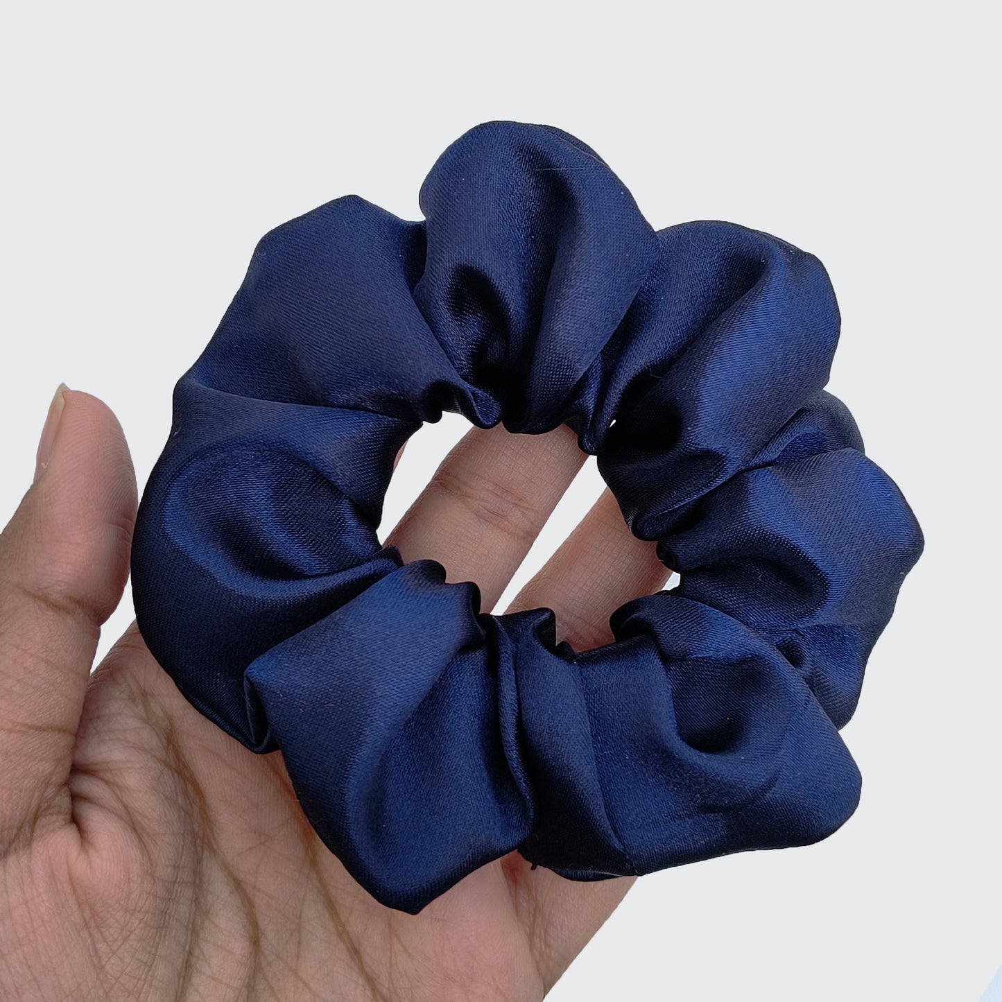 Premium Dark Blue Satin Scrunchie