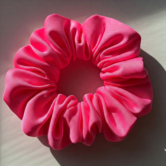 Hot Pink Satin Scrunchies - Viyute