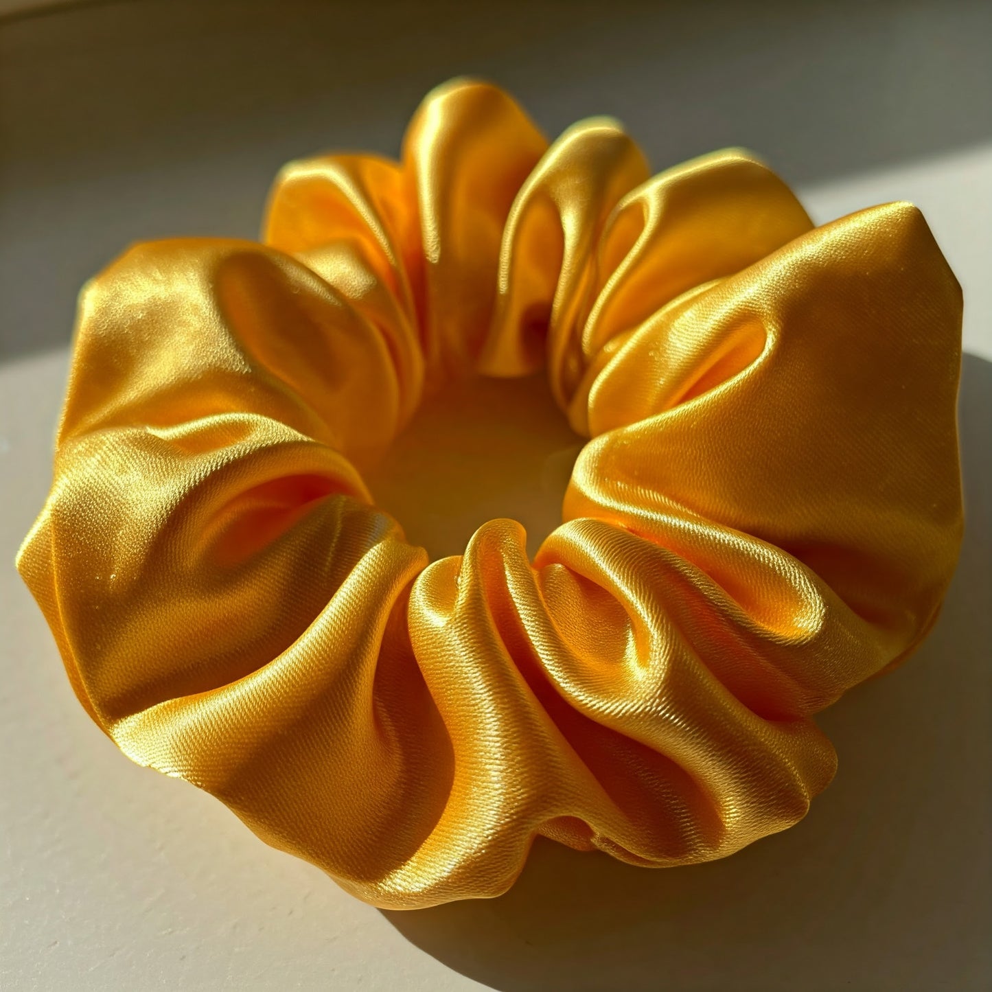 Golden Yellow Satin Scrunchies - Viyute