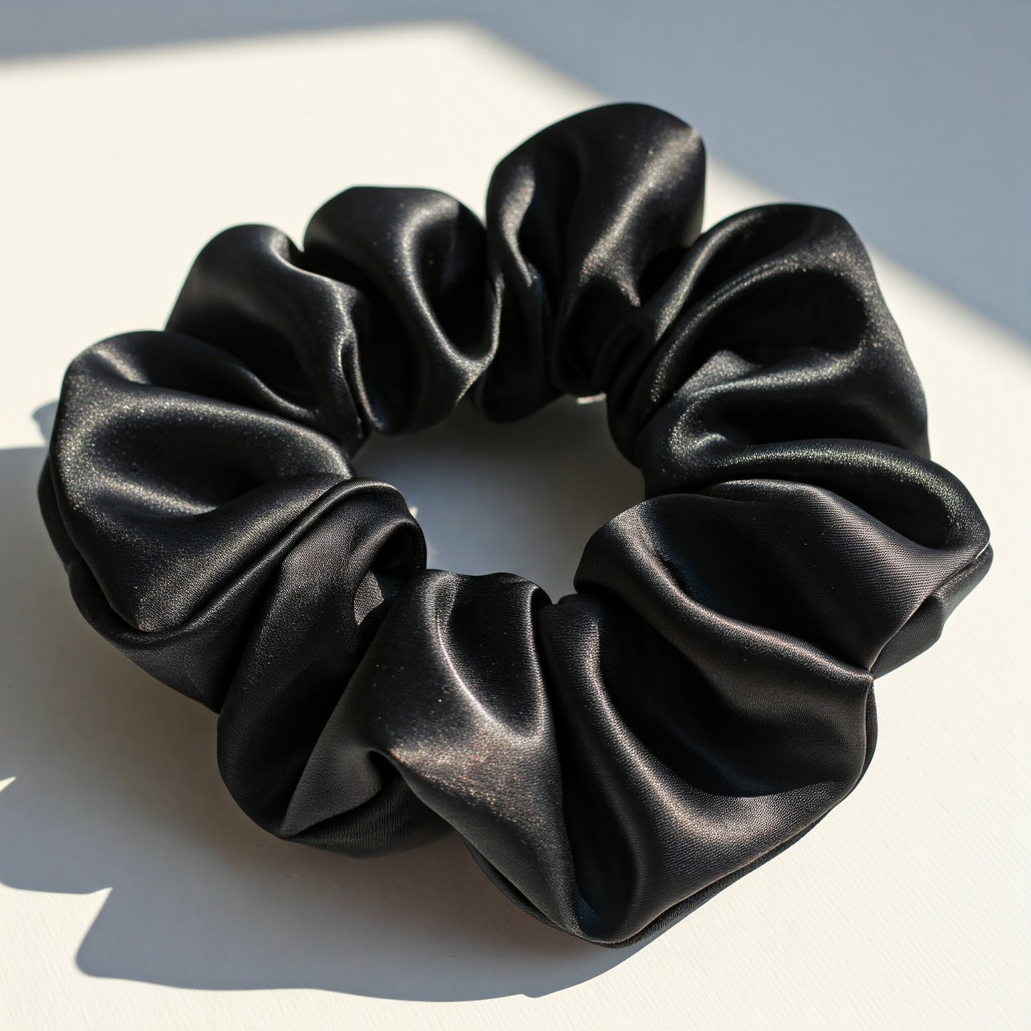 Black Satin Scrunchies - Viyute