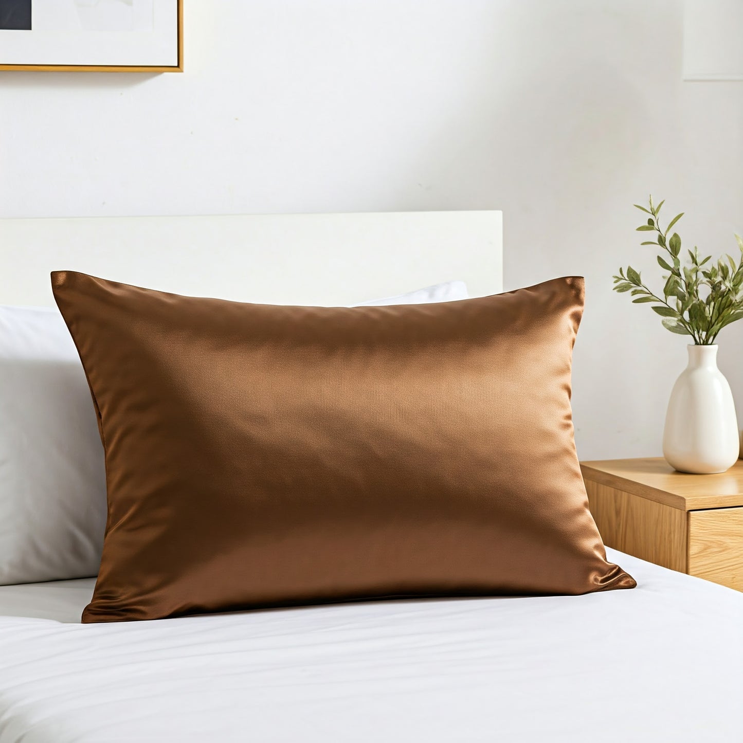 Brown Satin Pillowcase - Viyute