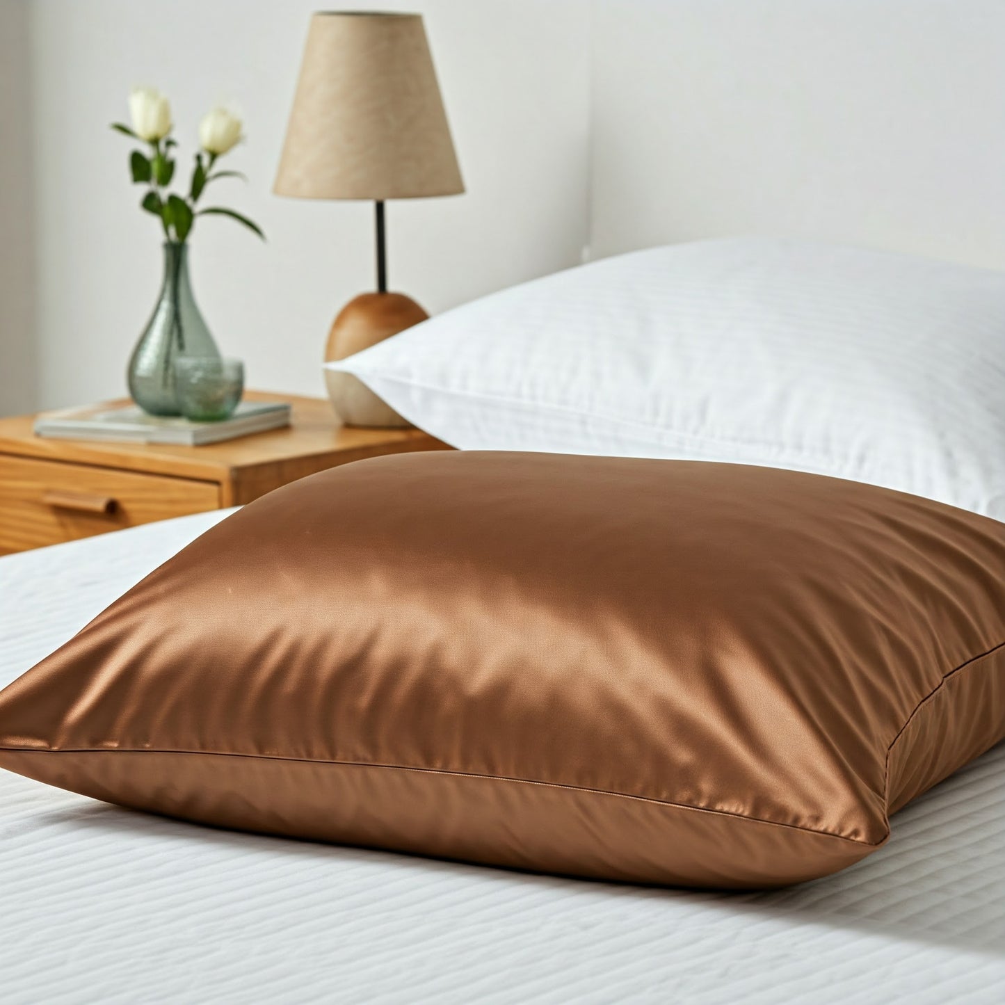 Brown Satin Pillowcase - Viyute