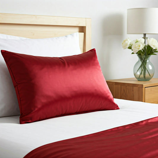 Red Satin Pillowcase - Viyute