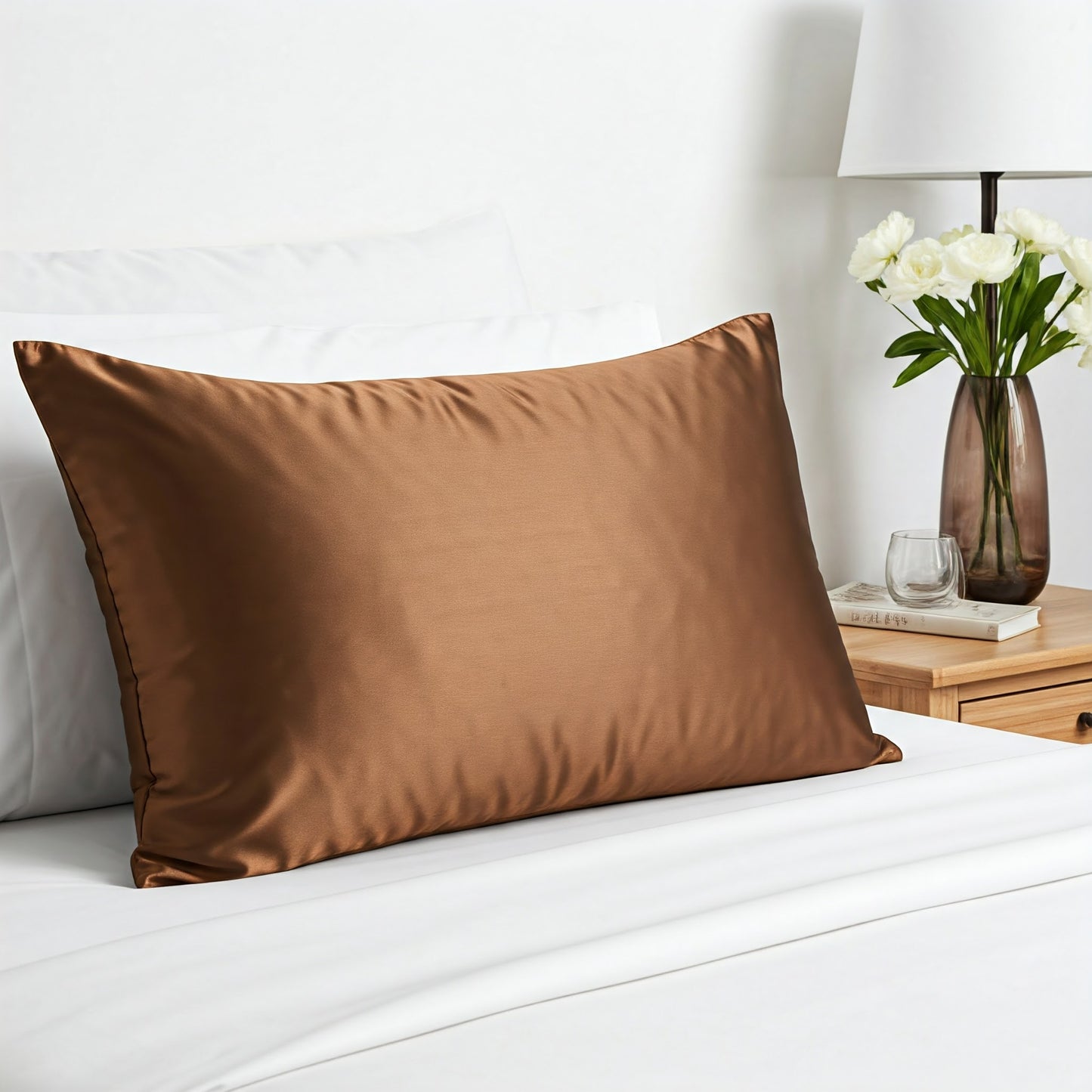 Brown Satin Pillowcase - Viyute