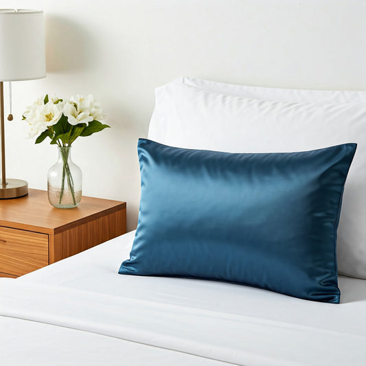 Dark Blue Satin Pillowcase - Viyute