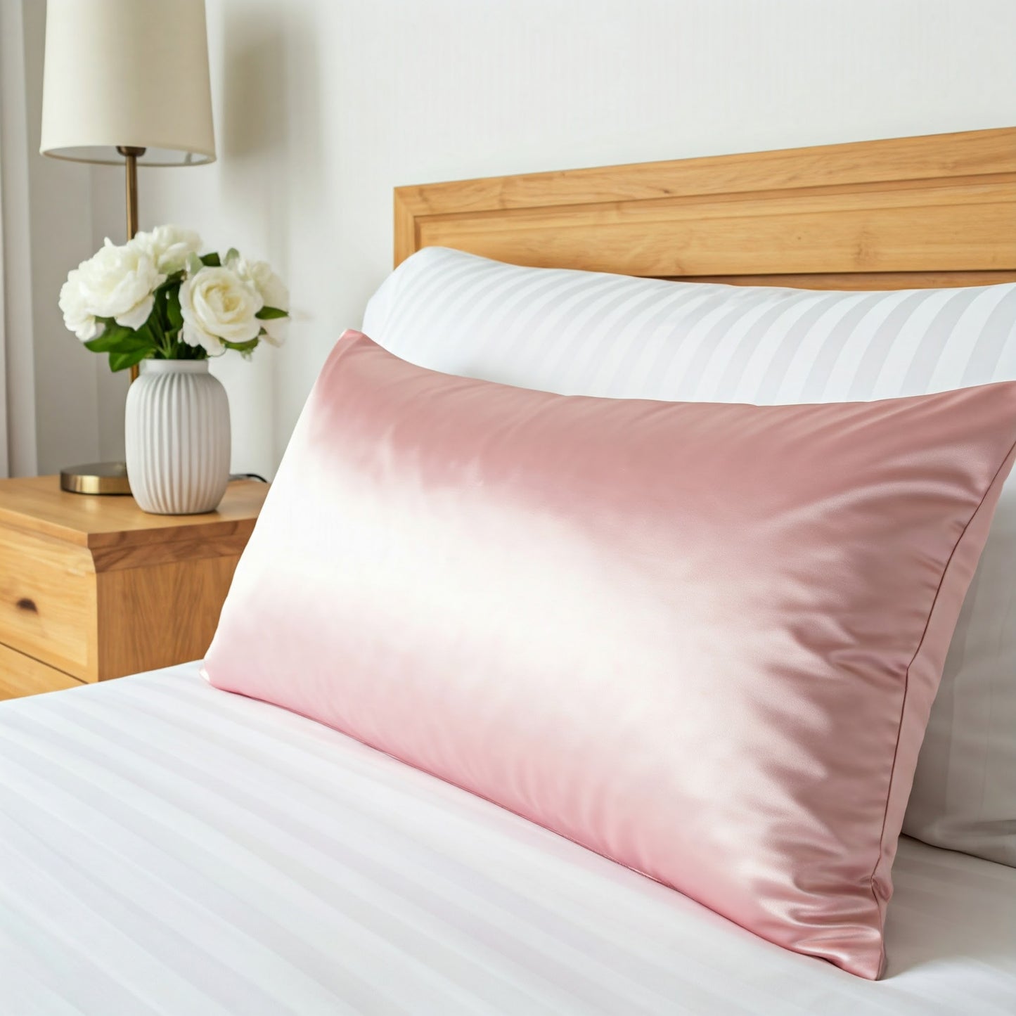 Light Pink Satin Pillowcase - Viyute