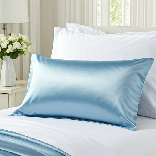 Light Blue Satin Pillowcase - Viyute