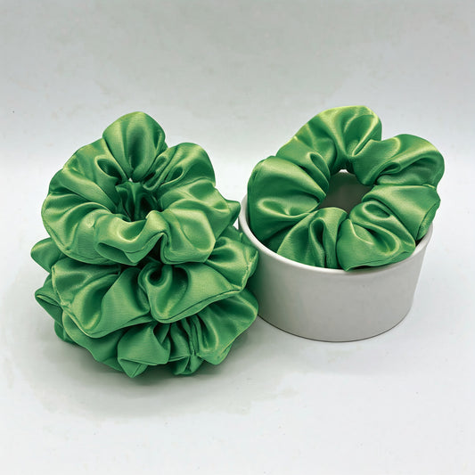 Forest Green Satin Scrunchies - Viyute