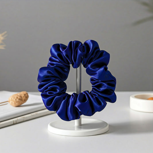 Indigo Blue Satin Scrunchies - Viyute