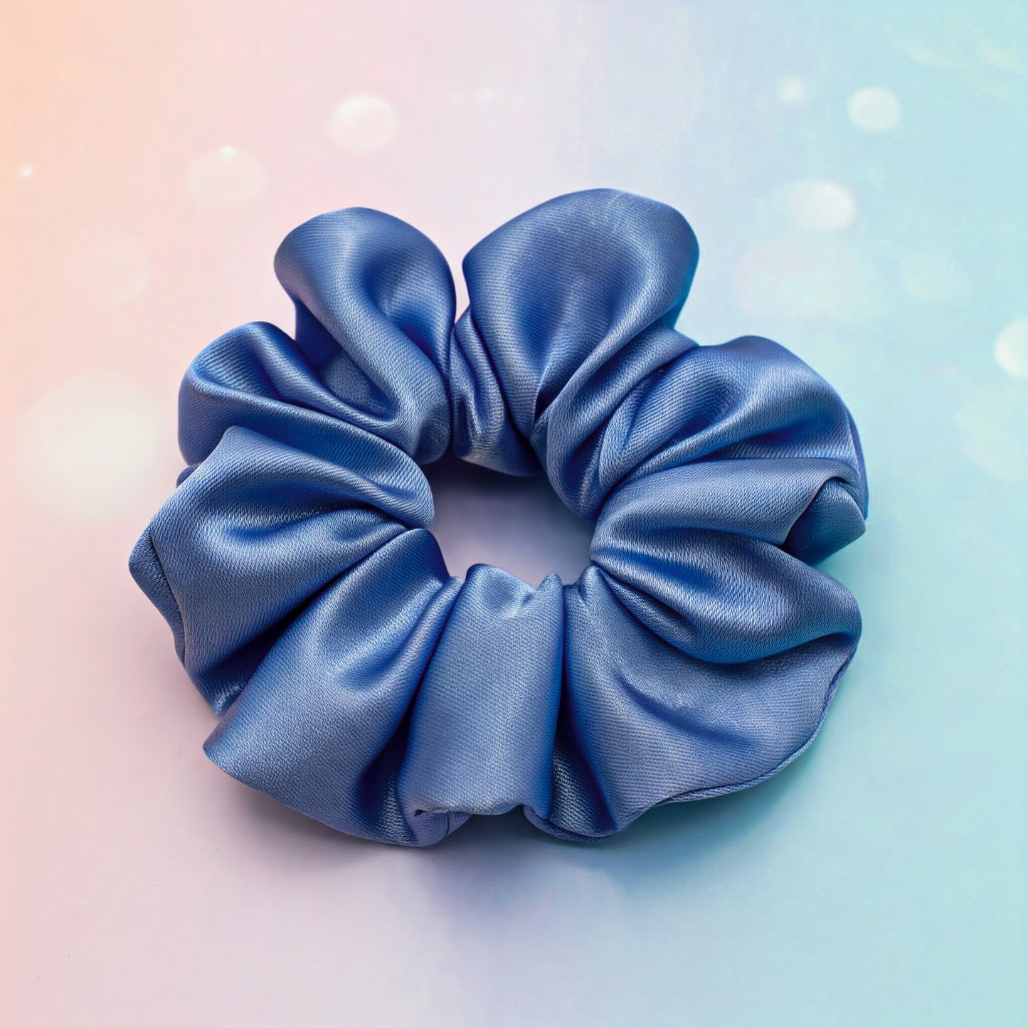 Pale Blue Satin Scrunchies - Viyute