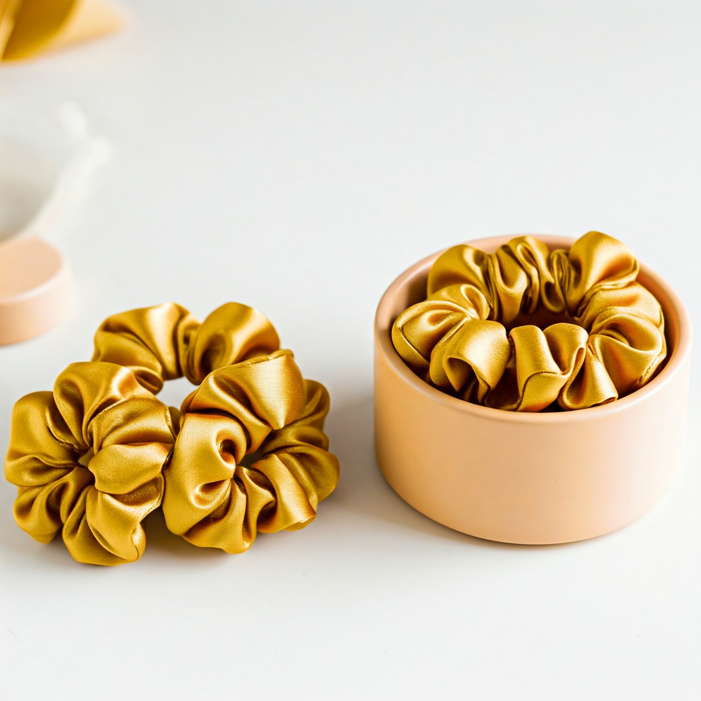 Warm Gold  Satin Scrunchies - Viyute