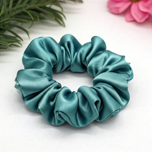 Gray Green Satin Scrunchies - Viyute