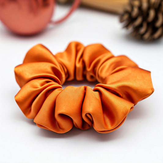 Orange Satin Scrunchies - Viyute