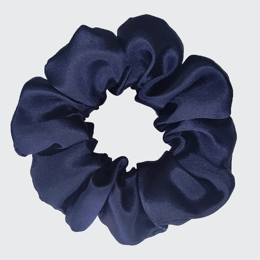Premium Dark Blue Satin Scrunchie