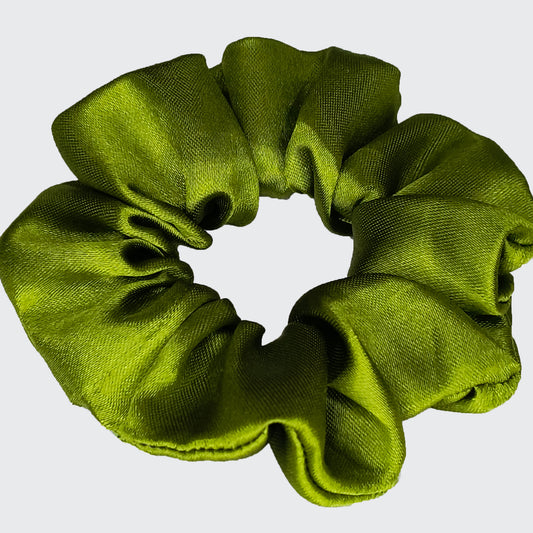 Premium Olive Green Satin Scrunchie