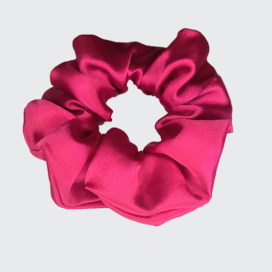 Premium Bright Pink Satin Scrunchie